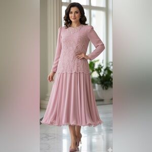 Vintage 1980’s Dusty Rose Beaded Chiffon Gown